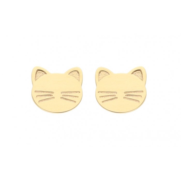 KITTEN - Boucles d'oreilles chat or jaune 375/1000 : puces pour enfant,  fille & bébé